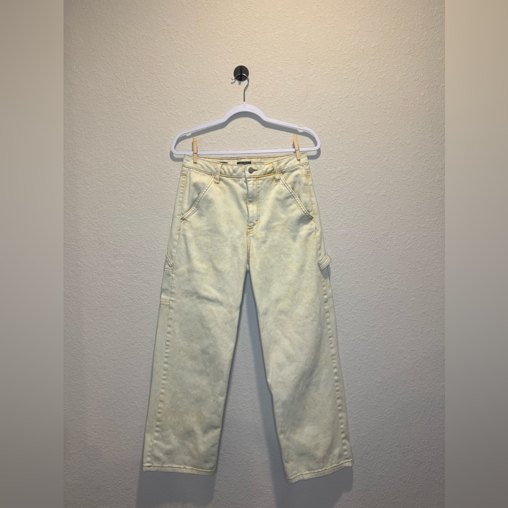 Yellow Denim Cargo Pants